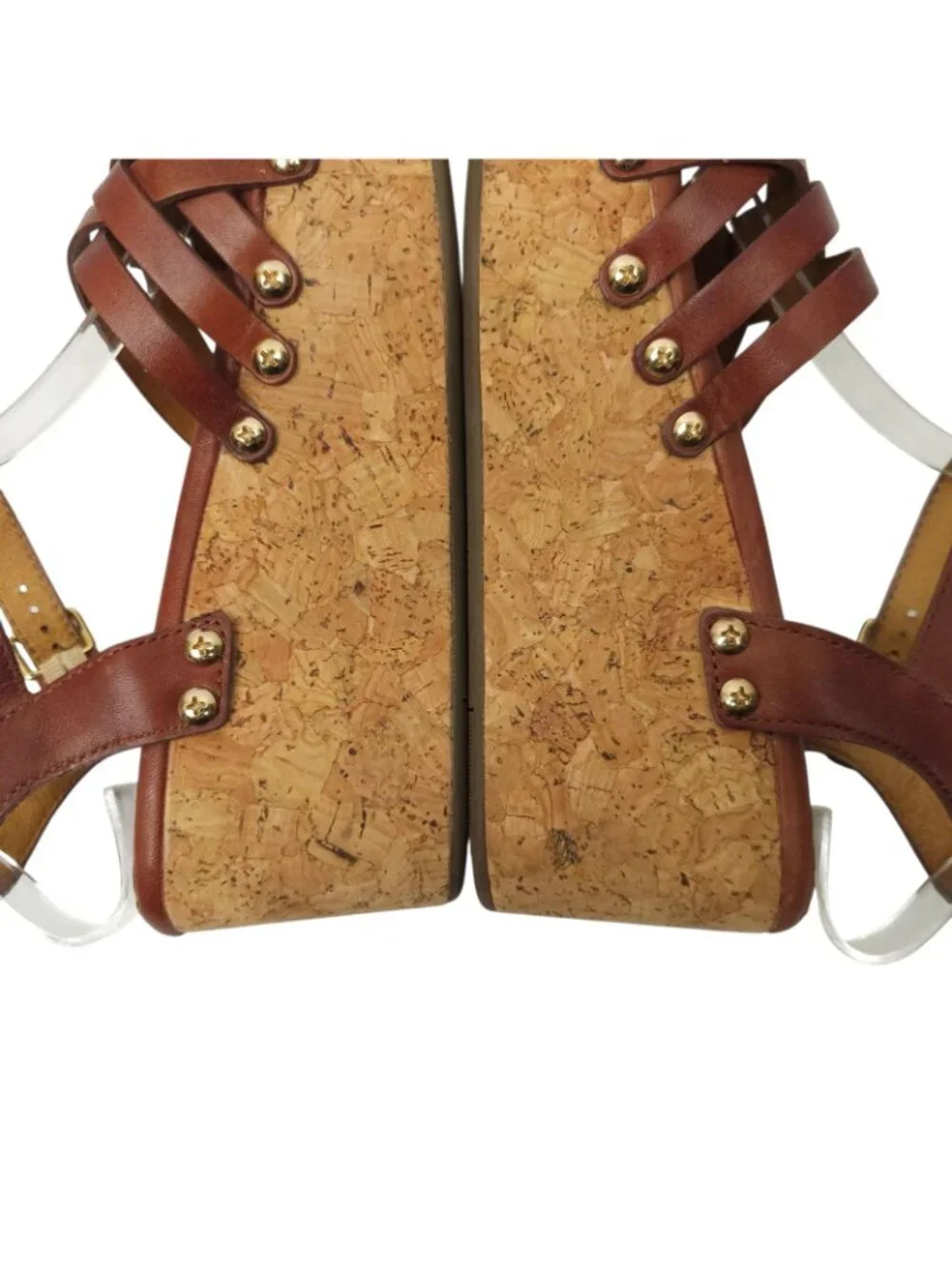 Bussola Mansfield Mavis Cork Wedge Sandals Platform EU 37 US 6 Brown Leather